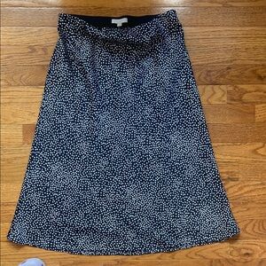 LOFT Navy and White Polka Dot A-Line Skirt